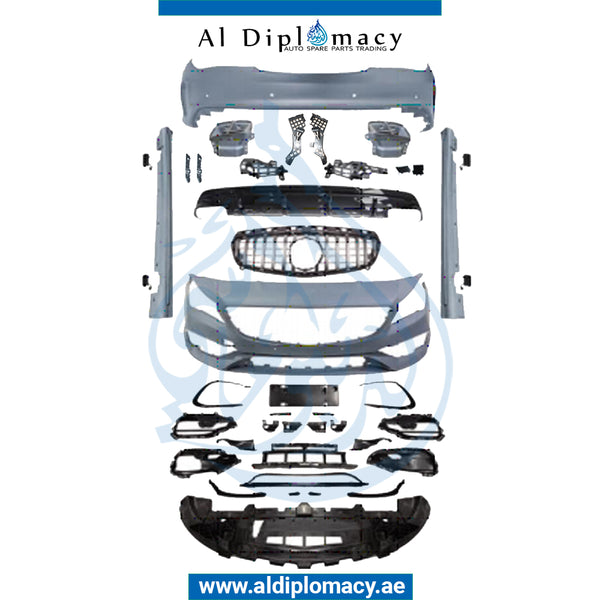 Front Rear W117 CLA45 2018 BODYKIT Complete. Bumper, Grill, Bumper, SIDE Skirt, AND EXHAUST for Mercedes-Benz CLA Class W117 (2013-2022) models, Part Number T-W117-CLA45 2018-BODYKIT-CO
