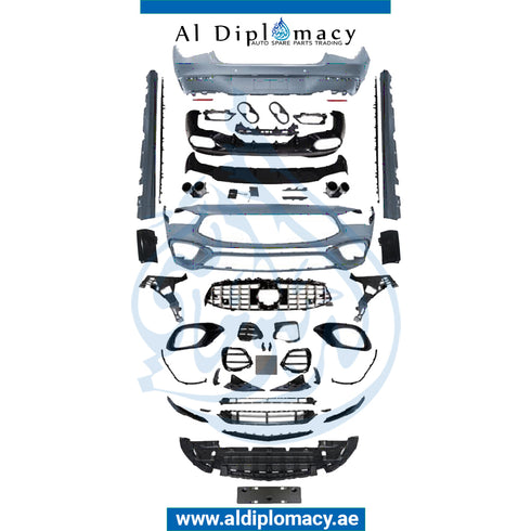 Front Rear W118 CLA45 2019 UP BODYKIT Complete. Bumper, Bumper, GT Grille, SIDE Skirt, AND EXHAUST for Mercedes-Benz CLA Class W118 (2019) models, Part Number T-W118-CLA45 2019-UP BODYKIT-CO FULL