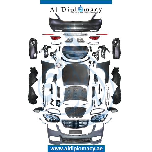 Front Rear W221 CHANGE TO W222 MAYBACH 2020 Bodykit. Bumper, Bumper, Hood, Fender, Headlight, Stoplight, TRUNK Lid, Mirror, AND EXHAUST for Mercedes-Benz S Class W221 (2006-2013) models, Part Number T-W221-MAYBACH W222 LOOK 2020 BKIT-FIT 2006-UP-CO