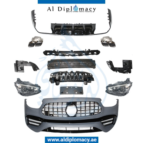 Front Rear C238 NORMAL AMG 2020 LOOK Bodykit. Bumper, Headlight, Diffuser, AND EXHAUST for Mercedes-Benz E-Class Coupe W238 (2017-2023) models, Part Number T-W238 NOR AMG COUPE B-KIT 2020 LOOK FR 2016-UP