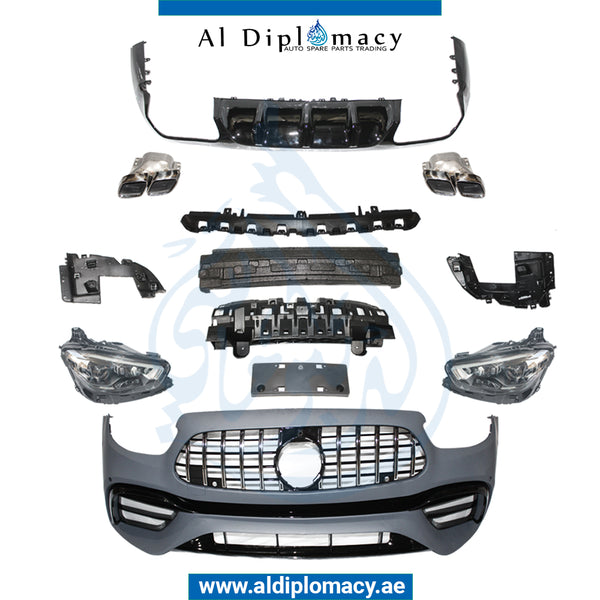 Front Rear C238 NORMAL AMG 2020 LOOK Bodykit. Bumper, Headlight, Diffuser, AND EXHAUST for Mercedes-Benz E-Class Coupe W238 (2017-2023) models, Part Number T-W238 NOR AMG COUPE B-KIT 2020 LOOK FR 2016-UP