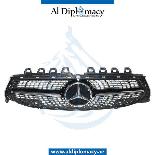 SHOW Grille, DIAMOND Style, WITH Camera, BLACK for Mercedes-Benz CLA Class W118 (2019) models, Part Number ATC-1188880200-BK
