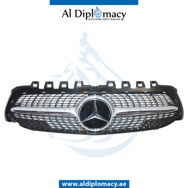 SHOW Grille, DIAMOND Style, WITH Camera, SILVER for Mercedes-Benz CLA Class W118 (2019) models, Part Number ATC-1188880200-SL
