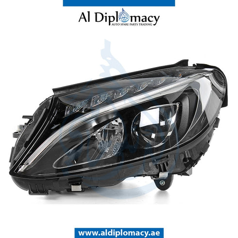 Left Headlight, STATIC Led, EMPTY for Mercedes-Benz C Class W205 (2015-2021) models, Part Number ATC-2059067303