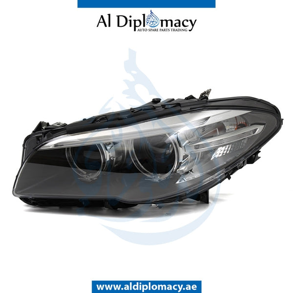 Left Headlight, BI Xenon, COMPLETE for BMW 5 Series F10 (2013-2016) models, Part Number ATC-63117343911-CO