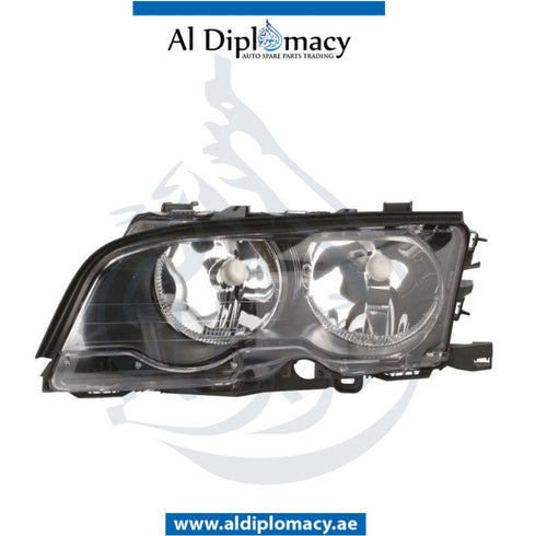 BMW 3 Series E46 Headlight Normal Black Left Side - OEM Part Number 63126902745 Tyc