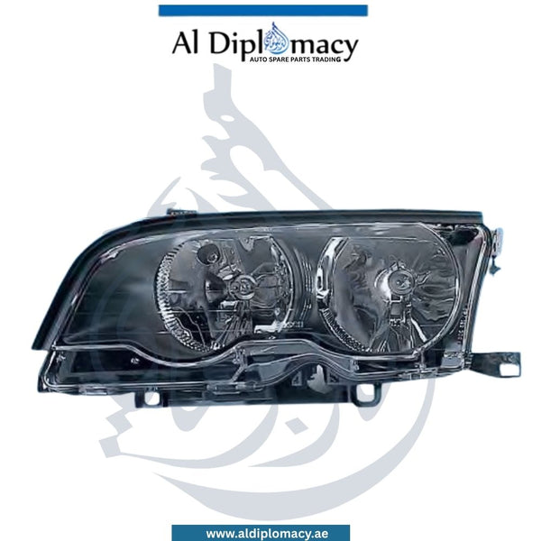 BMW 3 Series E46 Headlight Normal Black Left Side - OEM Part Number 63126919625 Tyc