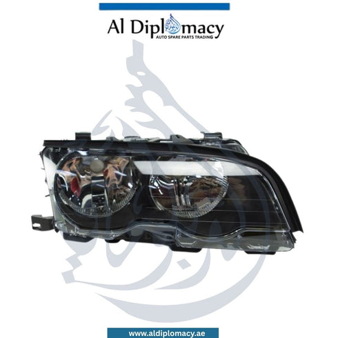 BMW 3 Series E46 Headlight Normal Black Right Side - OEM Part Number 63126904276 Tyc
