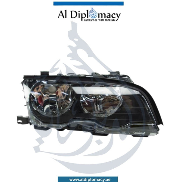 BMW 3 Series E46 Headlight Normal Black Right Side - OEM Part Number 63126904276 Tyc