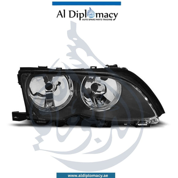 BMW 3 Series E46 Headlight Normal Black Right Side - OEM Part Number 63126910956 Tyc