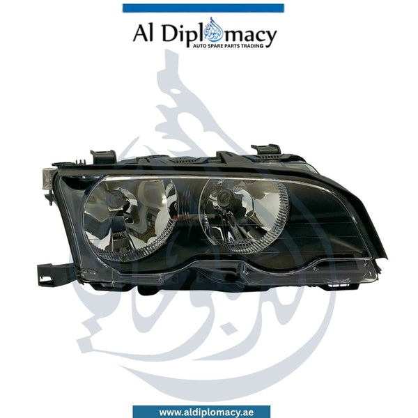 BMW 3 Series E46 Headlight Normal Black Right Side - OEM Part Number 63126919626 Tyc