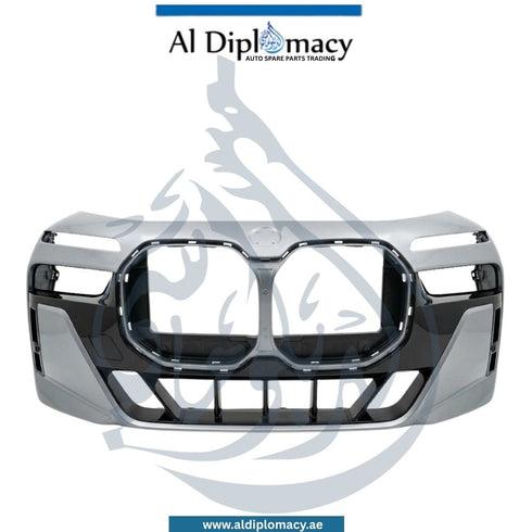 BMW 7 Series G70 Front Bumper With Sensor Hole M Chrome Line Complete - OEM Part Number 51115A52CF4 Genuine Used