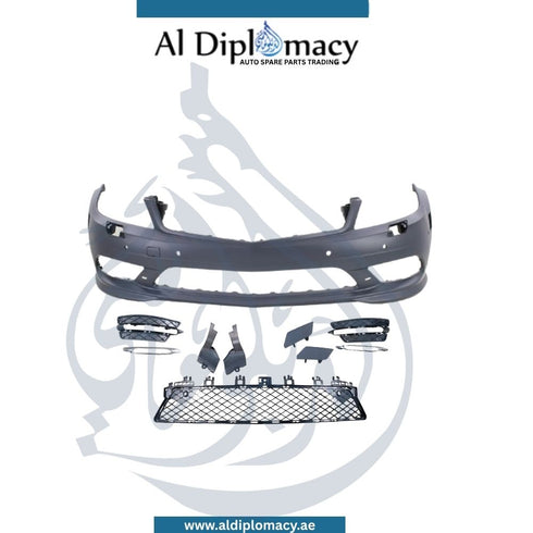 Mercedes-Benz C Class W204 Front Bumper with Sensor and Wiper Hole Complete - OEM Part Number A2048808347