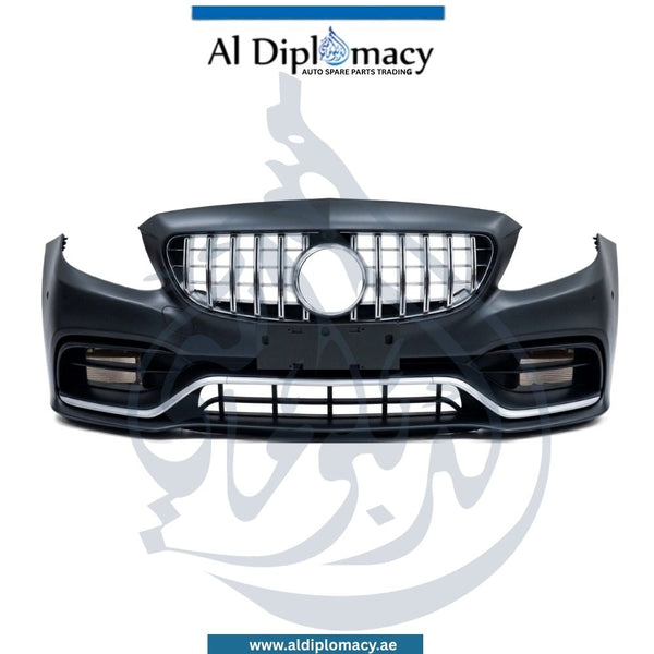 Mercedes-Benz C Class W205 Front Bumper, With Sensor And Camera Hole, Amg 63 Look, Complete - OEM Part Number A2058802240 Taiwan