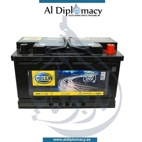 Mercedes-Benz Starter Battery 87803 AGM 92Ah 95Ah - OEM Part Number 8358298031 - Hella