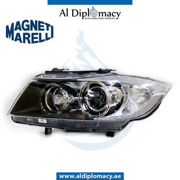 Left Side Headlight, Bi Xenon, BMW 3 Series E90 Models By Magnet Marelli Part Number 719000000005 / 63117161667