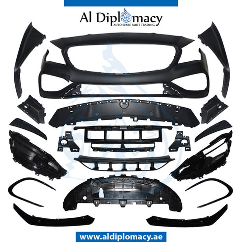 Front Bumper, WITH WIPER Hole, AMG for Mercedes-Benz CLA Class W117 (2013-2022) models, Part Number T-1178802701-CO W/O GRILLE