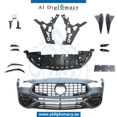 Front Bumper, WITH SENSOR Hole, COMPLETE for Mercedes-Benz CLA Class W118 (2019) models, Part Number T-1188857901-CO