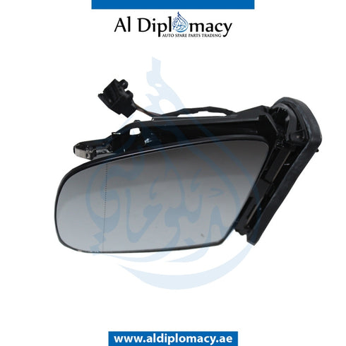 Left Mirror, WITH Glass, WITHOUT COVER for Mercedes-Benz M Class W163 (1998-2005) models, Part Number T-163MIR#7PIN(LH)