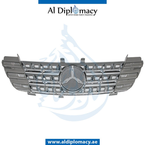 SHOW Grille, Silver, 3 LINES for Mercedes-Benz M Class W164 (2006-2011) models, Part Number T-164GRILL-SL(3LINE)W\LOGO