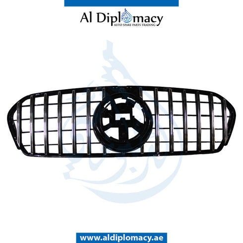 SHOW Grille, GT Style, BLACK & CHROME for Mercedes-Benz GLE Class W167 (2019-2023) models, Part Number T-167GRILL (GLE) (GTR STYLE)-BK