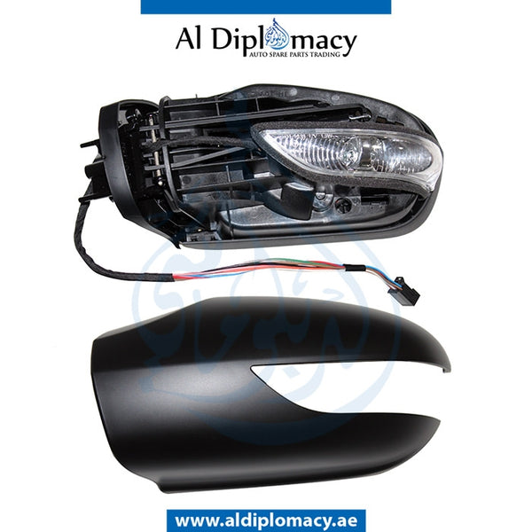 Left Mirror, WITH Cover, AND Lamp, COMPLETE for Mercedes-Benz A Class W169 (2004-2012) models, Part Number T-1698100576-C