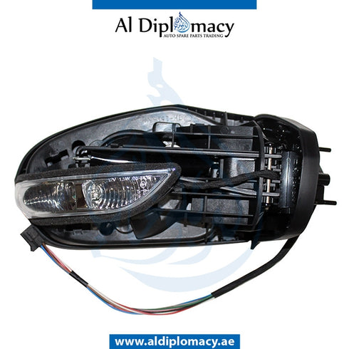 Right Mirror, WITH Glass, Cover, AND Lamp, COMPLETE for Mercedes-Benz A Class W169 (2004-2012) models, Part Number T-1698100676-C