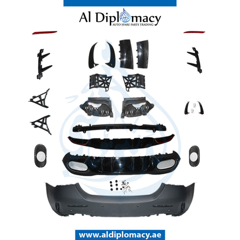 Rear Bumper, WITH SENSOR HOLE A35 Look, COMPLETE for Mercedes-Benz A Class W177 (2018-2020) models, Part Number T-1778809801-CO