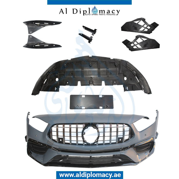 Front Bumper, WITH SENSOR Hole, AMG 45, COMPLETE for Mercedes-Benz A Class W177 (2018-2020) models, Part Number T-1778857804-CO-CN