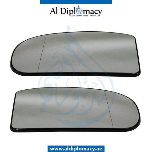 Mirror Glass, SET for Mercedes-Benz E Class W211 (2002-2009) models, Part Number T-2038100121+T-2038100221