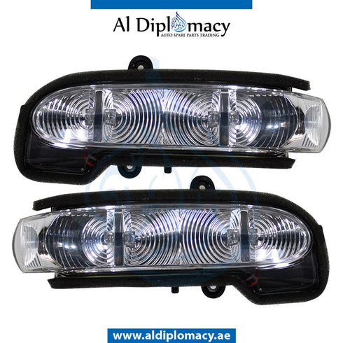 Mirror TURN SIGNAL Lamp, SQUARE LED Type, SET for Mercedes-Benz C Class W203 (2001-2007) models, Part Number T-2038201621-SQUARE LED+T-2038201521-SQUARE LED