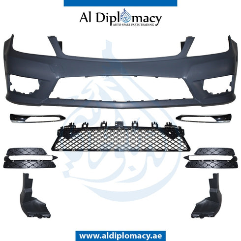 Front Bumper, WITHOUT SENSOR Hole, COMPLETE for Mercedes-Benz C Class W204 (2007-2015) models, Part Number T-2048807847-CO