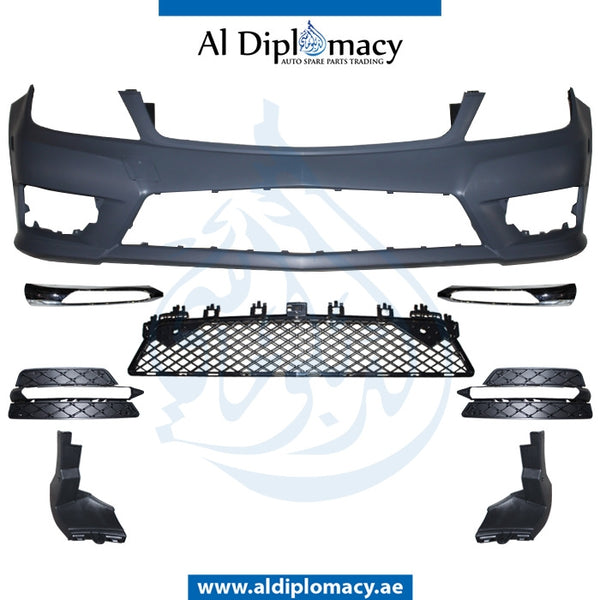 Front Bumper, WITHOUT SENSOR Hole, COMPLETE for Mercedes-Benz C Class W204 (2007-2015) models, Part Number T-2048807847-CO