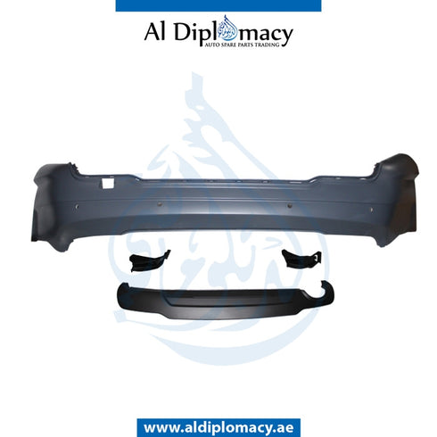 Rear Bumper, WITH SENSOR Hole, SINGLE EXHAUST Type, Amg, COMPLETE for Mercedes-Benz C Class W204 (2007-2015) models, Part Number T-2048809347 ONE SINGLE EXHAUST