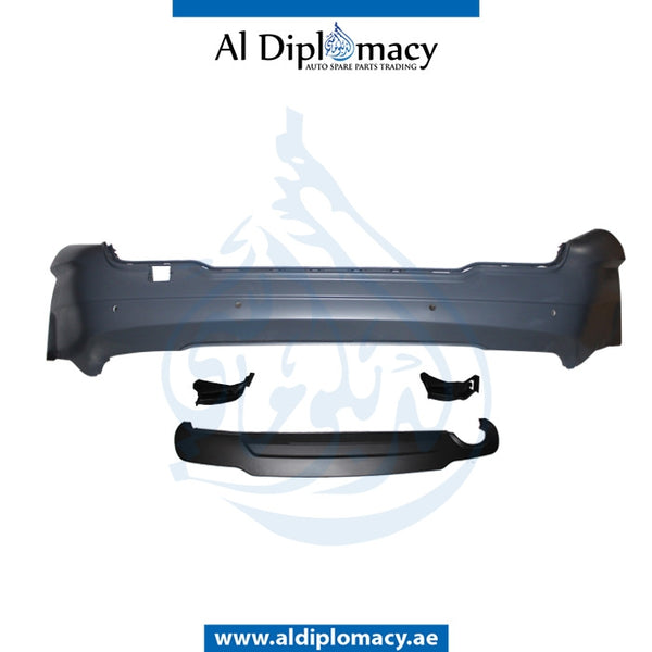 Rear Bumper, WITH SENSOR Hole, SINGLE EXHAUST Type, Amg, COMPLETE for Mercedes-Benz C Class W204 (2007-2015) models, Part Number T-2048809347 ONE SINGLE EXHAUST