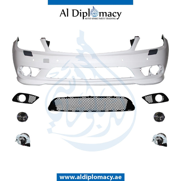 Front Bumper, WITHOUT SENSOR Hole, FOG Type, Amg, COMPLETE for Mercedes-Benz C Class W204 (2007-2015) models, Part Number T-204FB(AMG)08(FOGTYPE)-CO