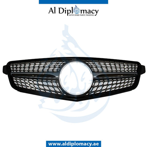 SHOW Grille, DIAMOND Style, SPORT Look, SILVER for Mercedes-Benz C Class W204 (2007-2015) models, Part Number T-204GRILL(SPORT)DIAMOND-SL