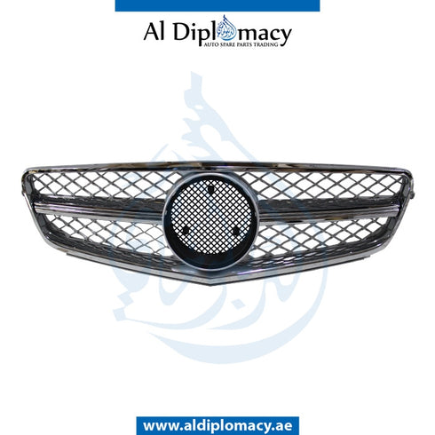 SHOW Grille, 1 LINE 63 Style, SILVER for Mercedes-Benz C Class W204 (2007-2015) models, Part Number T-204GRILL(63)-SL