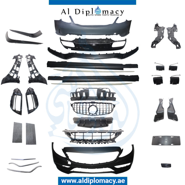 Front Rear W205 C63 2019 BODYKIT Complete. Bumper, Bumper, GT Grille, SIDE Skirt, AND EXHAUST for Mercedes-Benz C Class W205 (2015-2021) models, Part Number T-205 C63 BODY KIT-2019-CO FULL