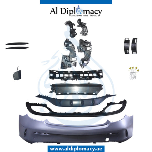 Rear Bumper, WITH SENSOR Hole, Amg, COMPLETE for Mercedes-Benz C Class W205 (2015-2021) models, Part Number T-2058808803-CO