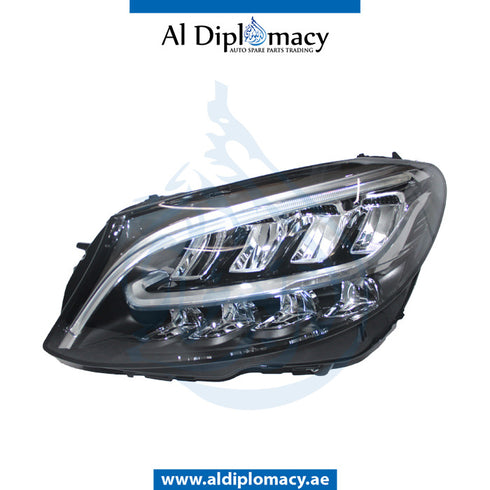 Left Headlight, UPGRADE TO 2019 Look, LED for Mercedes-Benz C Class W205 (2015-2021) models
