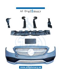 Front Bumper, WITH SENSOR Hole, AND Grille, 63 Style, COMPLETE for Mercedes-Benz C Class W205 (2015-2021) models, Part Number T-205FB(63)+S WITH GRILLE-CO-CN