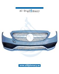 Front Bumper, WITH SENSOR Hole, AND Grille, 63 Style, COMPLETE for Mercedes-Benz C Class W205 (2015-2021) models