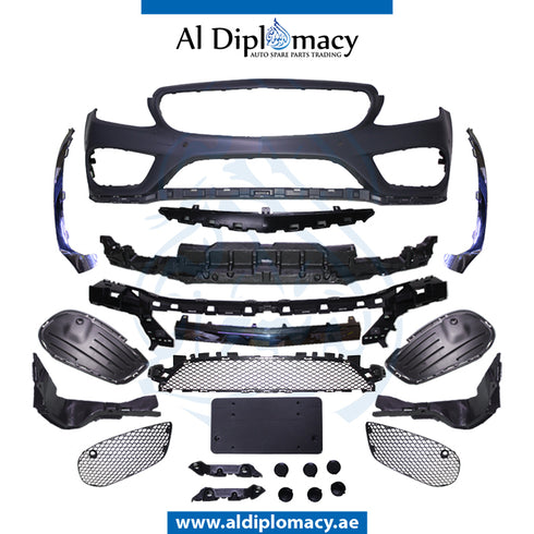 Front Bumper, WITH SENSOR Hole, AMG for Mercedes-Benz C Class W205 (2015-2021) models, Part Number T-205FB(AMG)+S W/O GRILLE