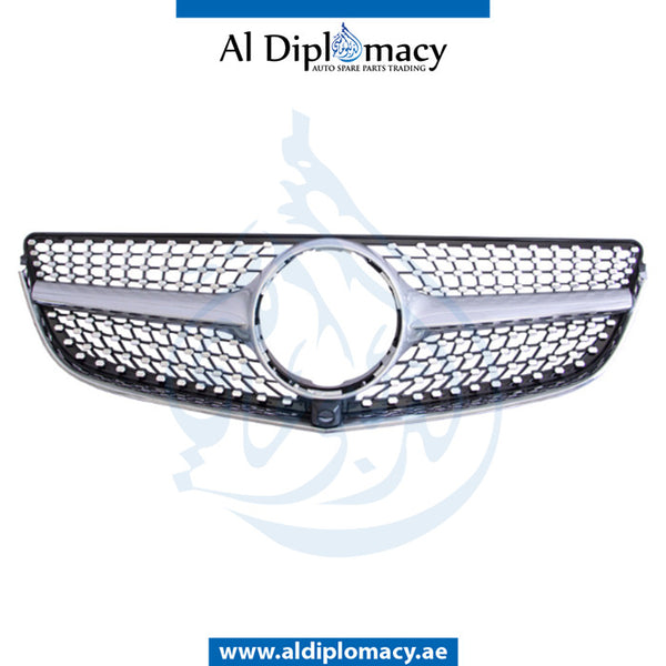 SHOW Grille, DIAMOND Style, SILVER for Mercedes-Benz C Class W205 (2015-2021) models, Part Number T-205GRILL(DIAMOND)-SL