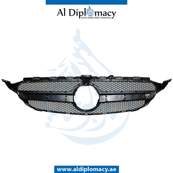 SHOW Grille, Black, 63 STYLE for Mercedes-Benz C Class W205 (2015-2021) models, Part Number T-205GRILL(63 STYLE)-BK