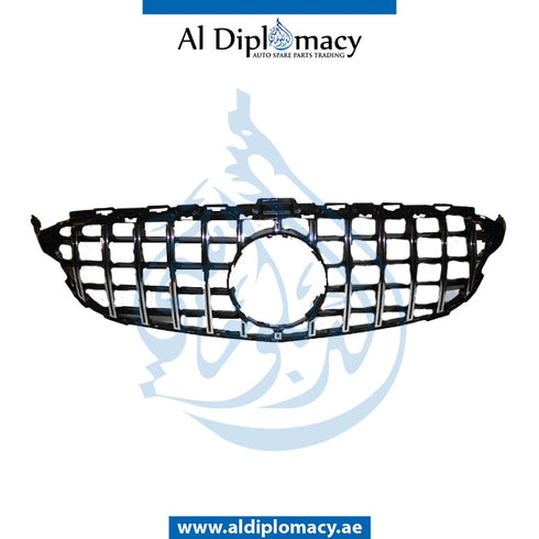 SHOW Grille, GTR Style, BLACK for Mercedes-Benz C Class W205 (2015-2021) models, Part Number T-205GRILL(GTR STYLE)-BK