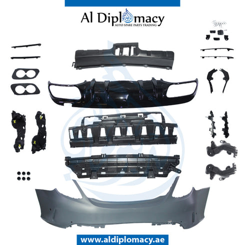 Rear Bumper, WITH SENSOR Hole, Amg, COMPLETE for Mercedes-Benz C Class W205 (2015-2021) models, Part Number T-205RB(AMG)+S-2019-CO