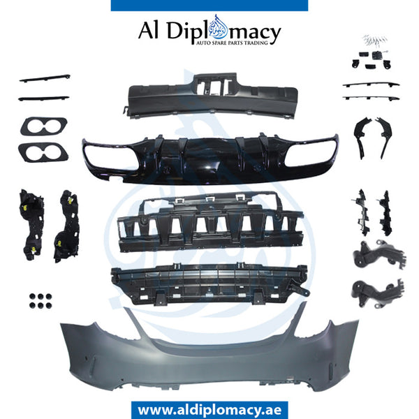 Rear Bumper, WITH SENSOR Hole, Amg, COMPLETE for Mercedes-Benz C Class W205 (2015-2021) models, Part Number T-205RB(AMG)+S-2019-CO