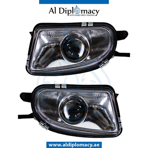 FOG Lamp, Silver, WITH Lens, SET for Mercedes-Benz E Class W210 (1996-2002) models, Part Number T-210FOG LAMP-SL WITH LINS